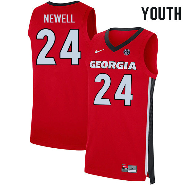 Youth #24 Jaden Newell Georgia Bulldogs College Basketball Jerseys Stitched Sale-Red